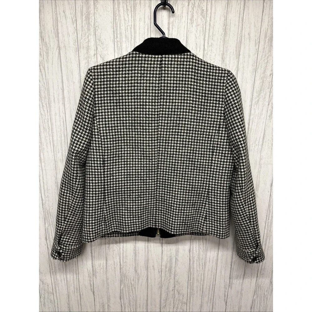 Womens Size S J Crew Houndstooth Wool Bomber Jacket EUC - Picture 4 of 5